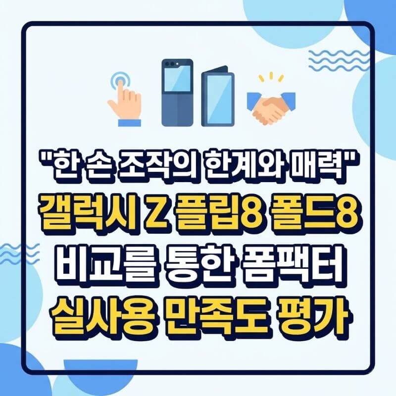 한 손 조작의 한계와 매력 갤럭시 Z 플립8 폴드8 비교를 통한 폼팩터 실사용 만족도 평가