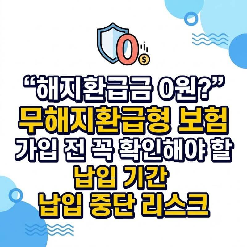 해지환급금 0원 무해지환급형 보험 가입 전 꼭 확인해야 할 납입 기간 납입 중단 리스크