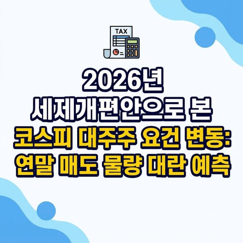 2026년 세제개편안으로 본 코스피 대주주 요건 변동 연말 매도 물량 대란 예측