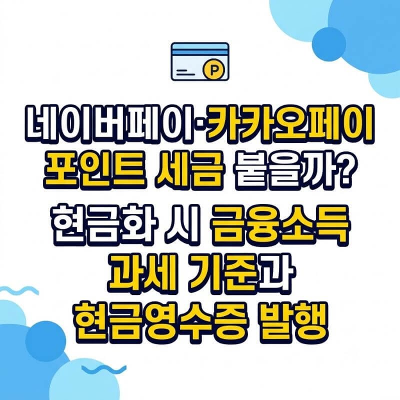 네이버페이·카카오페이 포인트 세금 붙을까 현금화 시 금융소득 과세 기준과 현금영수증 발행