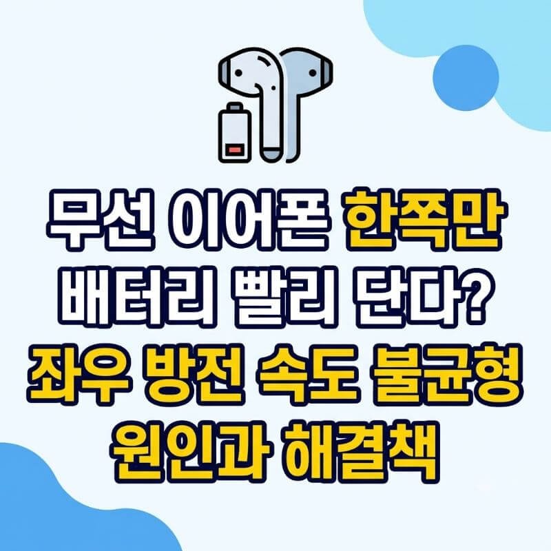 무선 이어폰 한쪽만 배터리 빨리 단다 좌우 방전 속도 불균형 원인과 해결책
