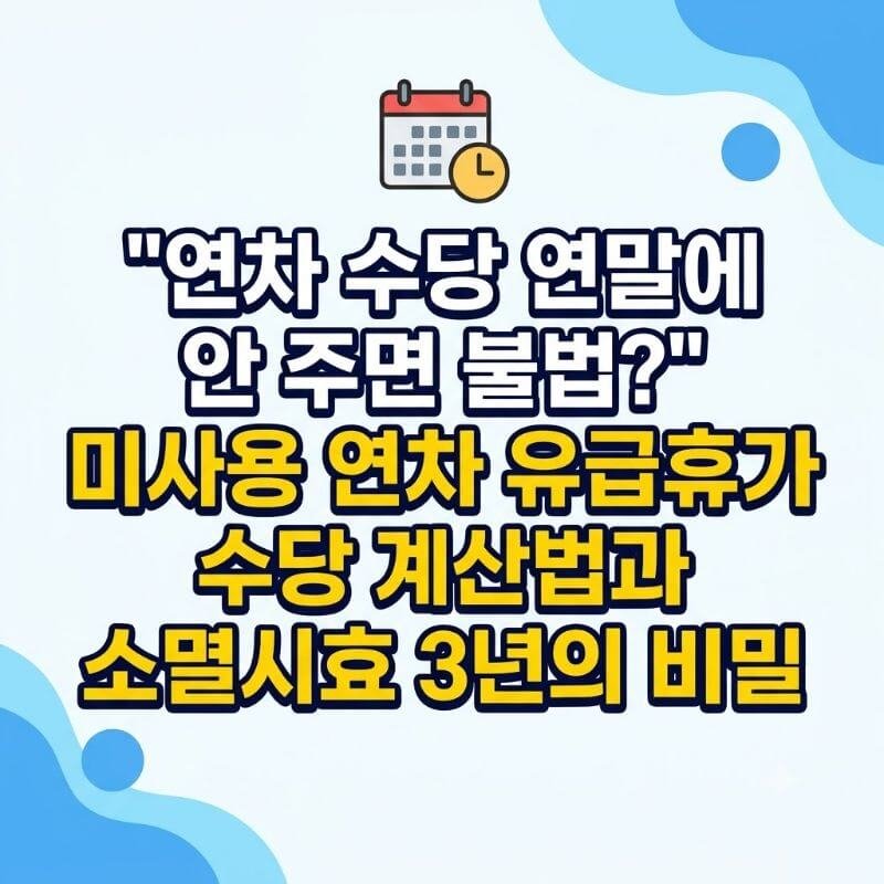 연차 수당 연말에 안 주면 불법 미사용 연차 유급휴가 수당 계산법과 소멸시효 3년의 비밀