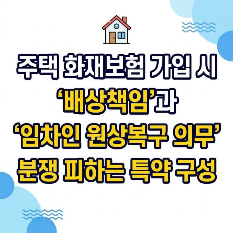주택 화재보험 가입 시 배상책임과 임차인 원상복구 의무 분쟁 피하는 특약 구성
