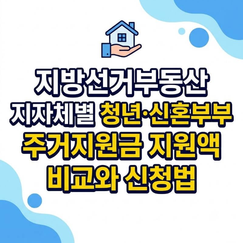 지방선거부동산 지자체별 청년·신혼부부 주거지원금 지원액 비교와 신청법