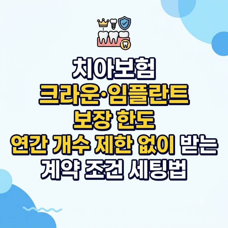 치아보험 크라운·임플란트 보장 한도 연간 개수 제한 없이 받는 계약 조건 세팅법